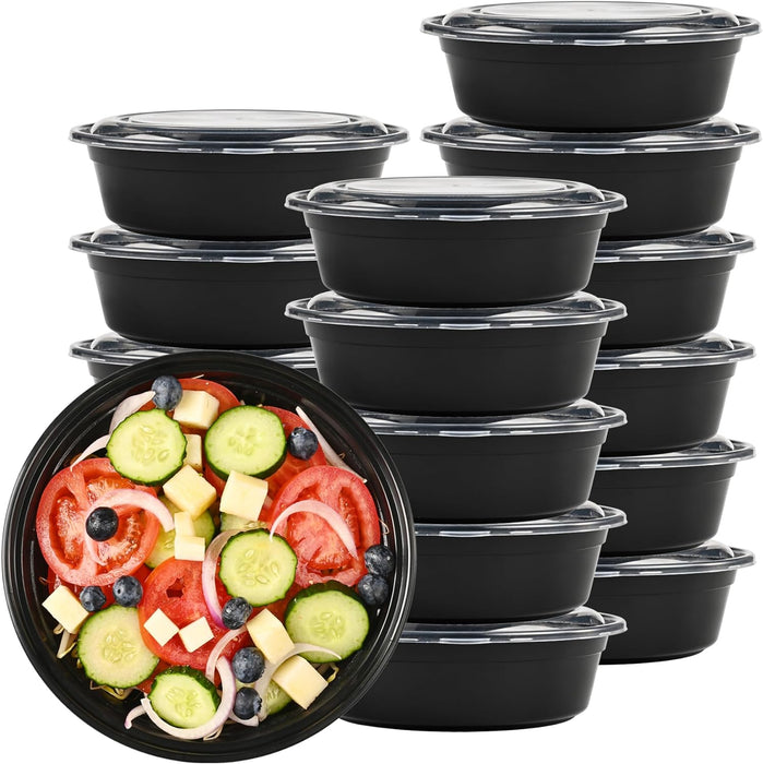 32 oz. 7.5" x 2.36" Round 1 Compartment Meal Prep Containers, Plastic To Go Containers with Lids