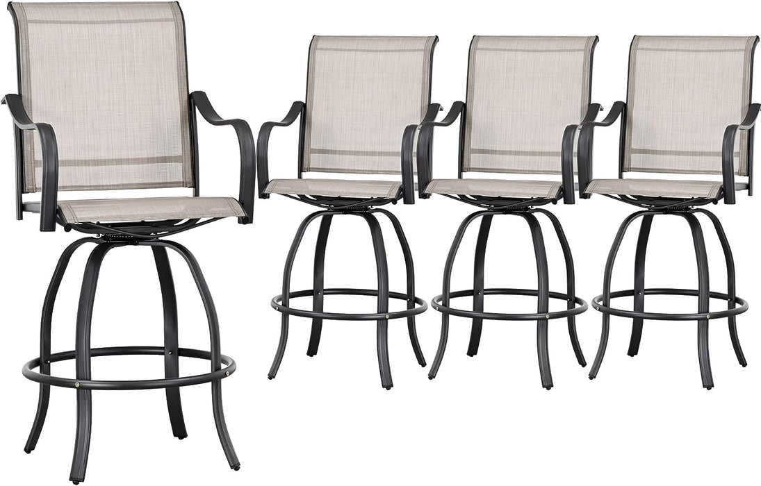 4-Piece 27.6" Bar Height Textilene Swivel Stool Armrests Dining Chairs for Outdoor Bistro Elegance