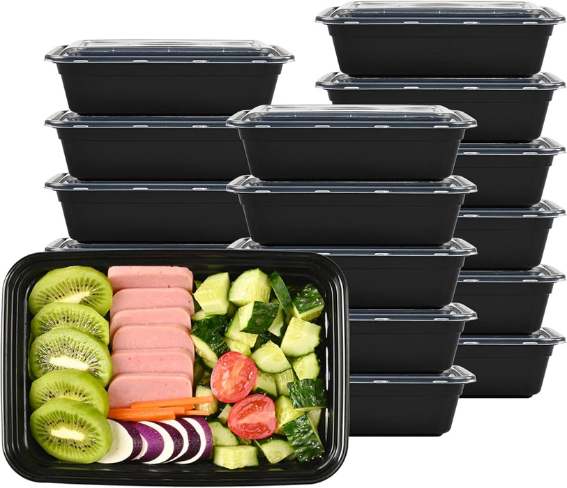 38 oz. 8.86"x 6.1"x 2.36" Rectangle 1 Compartment Meal Prep Containers, Plastic To Go Containers with Lids