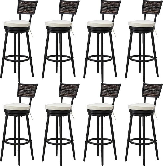 2-Pack Backrest Bar Stool with Thick Cushion Round Swivel Seat, Bar Chair Metal Frame and Foot Pedals