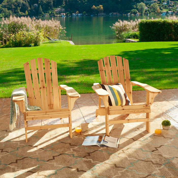 2 Piece Wooden Adirondack Patio Chair Set for Outdoor Comfort and Rustic Charm