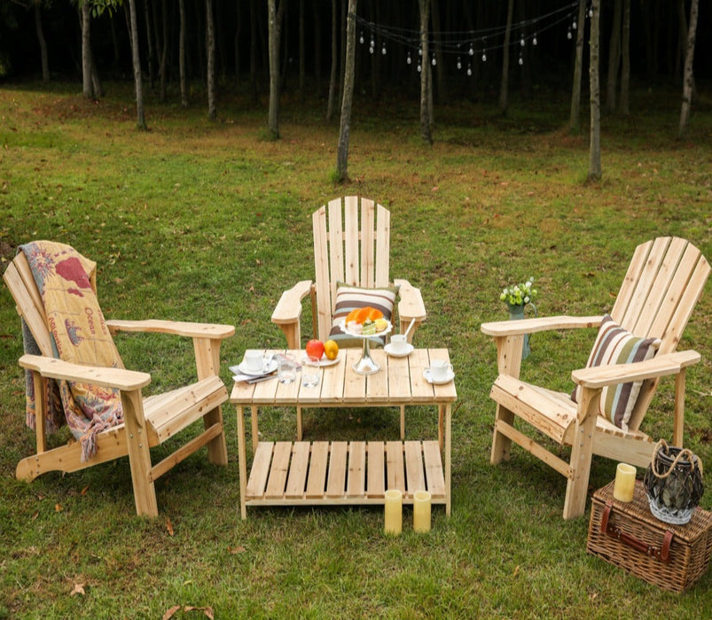 Deluxe 4 Piece Wooden Adirondack Conversation Set for Elegant Outdoor Living 