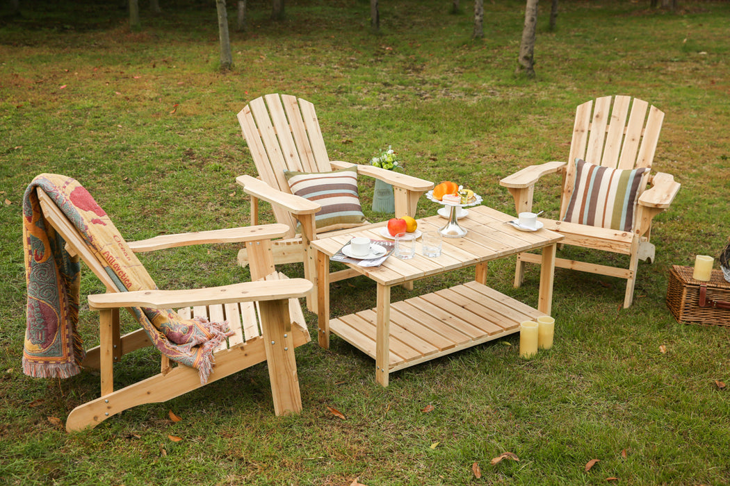 Deluxe 4 Piece Wooden Adirondack Conversation Set for Elegant Outdoor Living