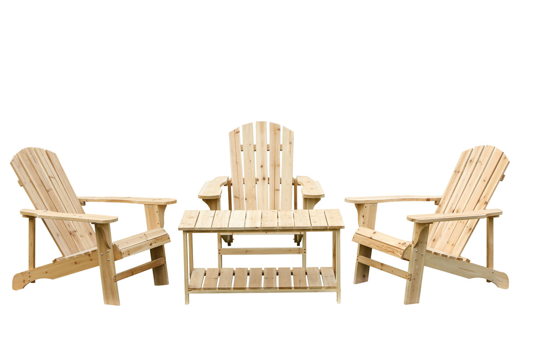 Deluxe 4 Piece Wooden Adirondack Conversation Set for Elegant Outdoor Living