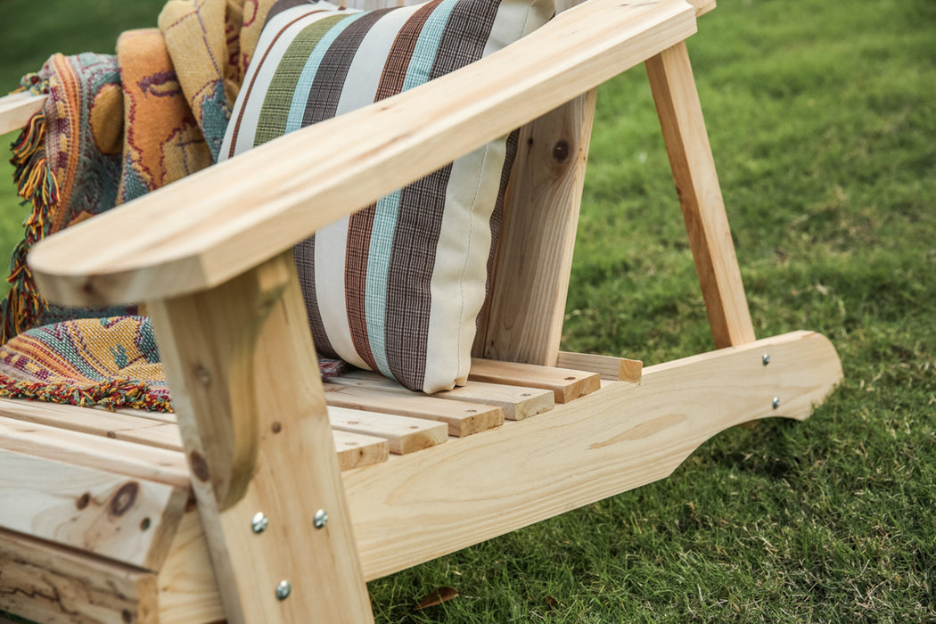 Rustic Natural Finish Wooden Adirondack Loveseat Chair for Outdoor Seating Comfort