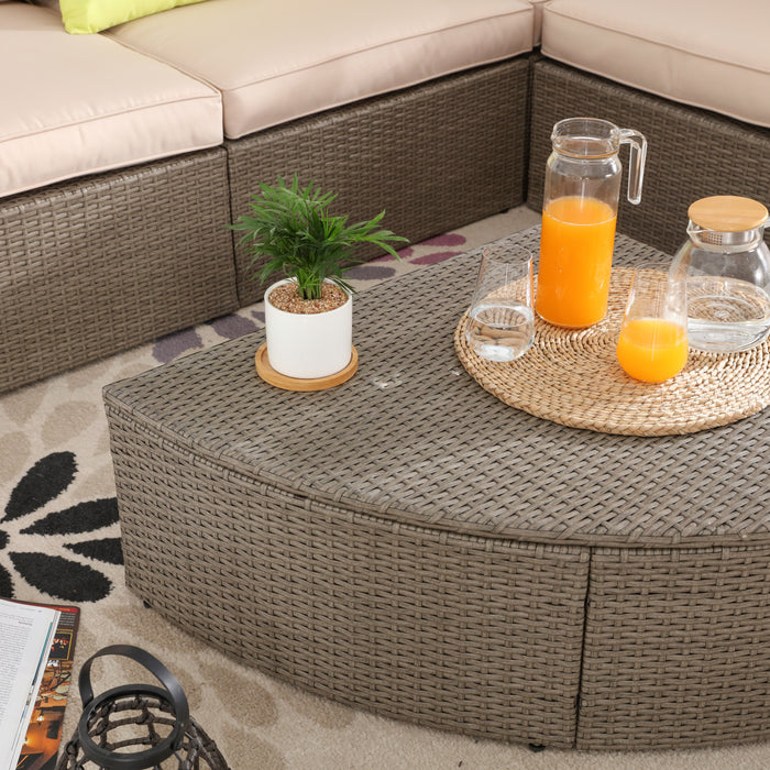 Luxury 6 Piece Versatile Outdoor Rattan Sectional Sofa Set with Cushions and Coffee Table