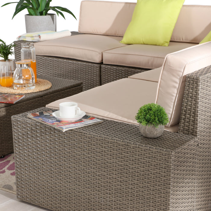 Luxury 6 Piece Versatile Outdoor Rattan Sectional Sofa Set with Cushions and Coffee Table