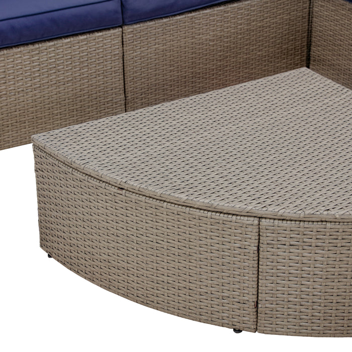 Luxury 6 Piece Versatile Outdoor Rattan Sectional Sofa Set with Cushions and Coffee Table