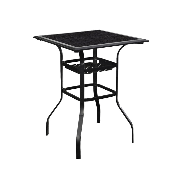 Elegant 3 Piece Outdoor Bistro Bar Set Backless Bar Stools w/ Foot Pedals and Tempered Glass Top Table