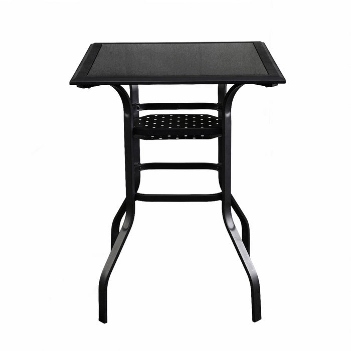 Elegant 3 Piece Outdoor Bistro Bar Set Backless Bar Stools w/ Foot Pedals and Tempered Glass Top Table