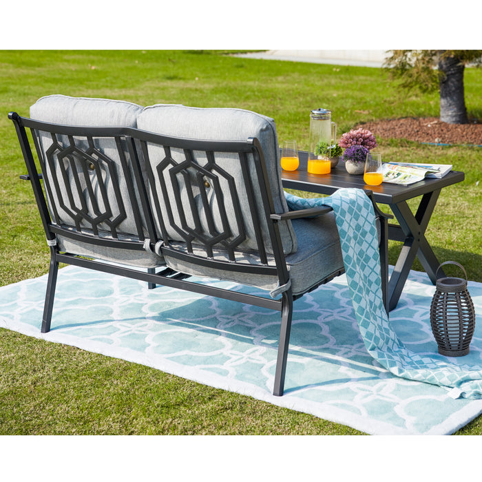 Elegant Outdoor 2 Piece Patio Conversation Set Cushioned Loveseat and Coffee Table Set