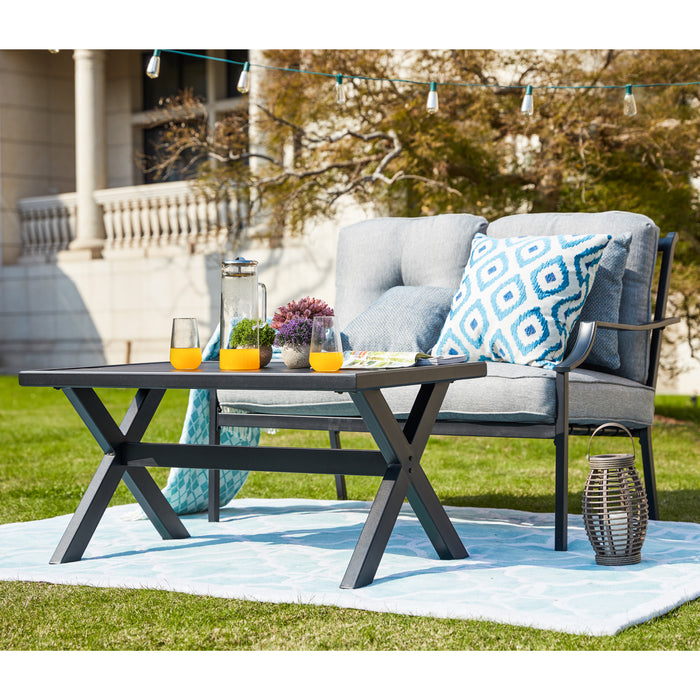 Elegant Outdoor 2 Piece Patio Conversation Set Cushioned Loveseat and Coffee Table Set