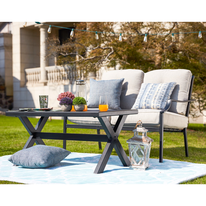 Elegant Outdoor 2 Piece Patio Conversation Set Cushioned Loveseat and Coffee Table Set