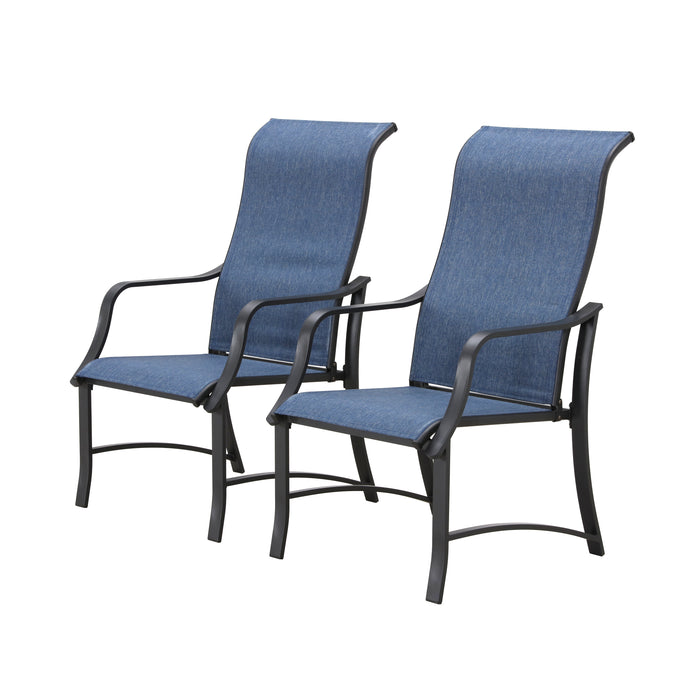 5-Pieces Patio Dining Set of 4 Armrest Dining Chair with Breathable Textilene Fabric and 1 Square Metal Table (Blue)