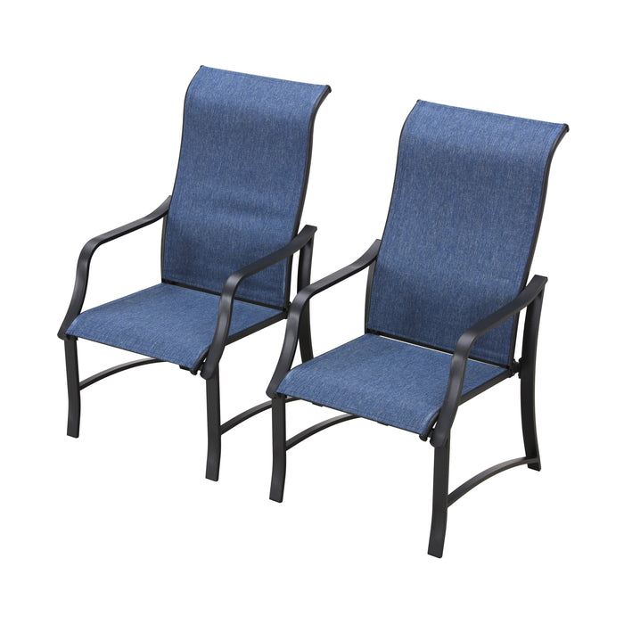 5-Pieces Patio Dining Set of 4 Armrest Dining Chair with Breathable Textilene Fabric and 1 Square Metal Table (Blue)