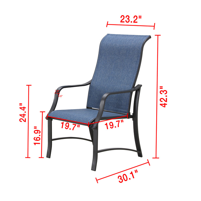 5-Pieces Patio Dining Set of 4 Armrest Dining Chair with Breathable Textilene Fabric and 1 Square Table with 2.04" Umbrella Hole