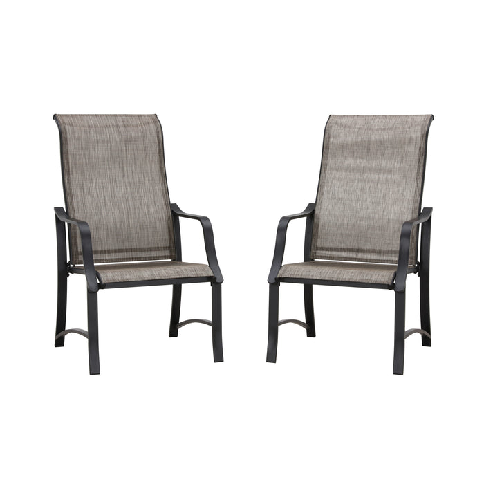 2-Piece Patio Armrest Dining Chair Set with Breathable Textilene Fabric and Metal Frame (Grey)