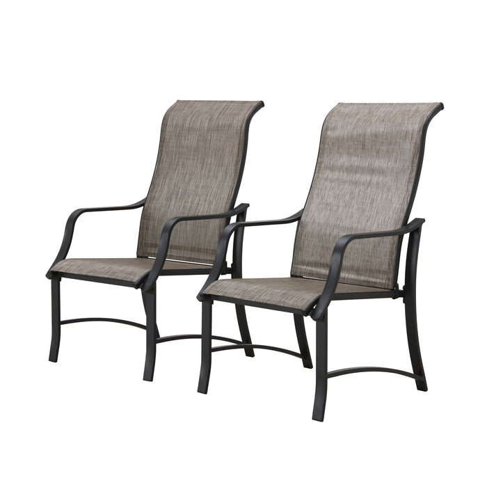 2-Piece Patio Armrest Dining Chair Set with Breathable Textilene Fabric and Metal Frame (Grey)