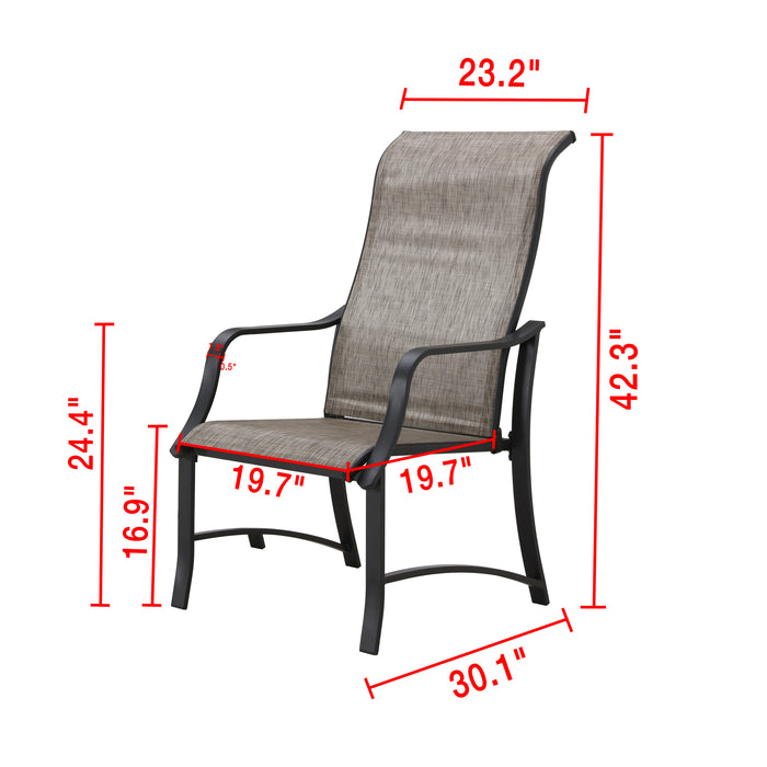 2-Piece Patio Armrest Dining Chair Set with Breathable Textilene Fabric and Metal Frame (Grey)