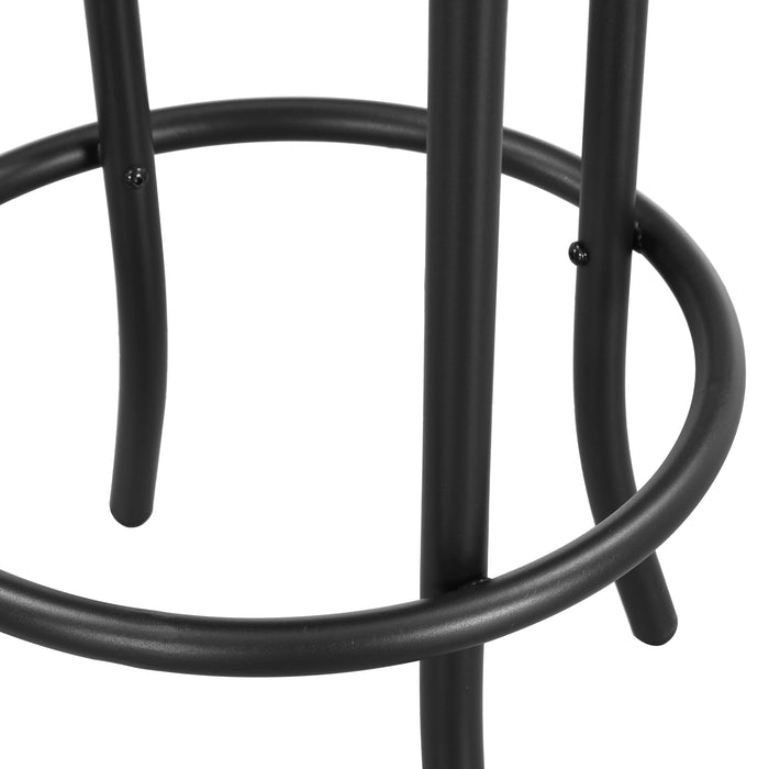 2-Pack Black Backless Bar Stool with Round Seat & Metal Frame, Foot Rest