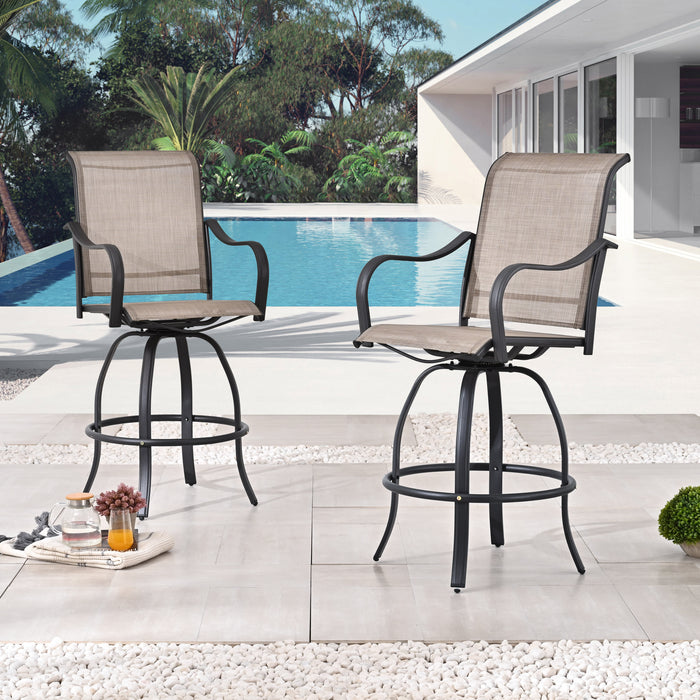 4-Piece 27.6" Bar Height Textilene Swivel Stool Armrests Dining Chairs for Outdoor Bistro Elegance