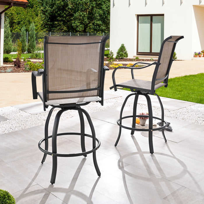 4-Piece 27.6" Bar Height Textilene Swivel Stool Armrests Dining Chairs for Outdoor Bistro Elegance