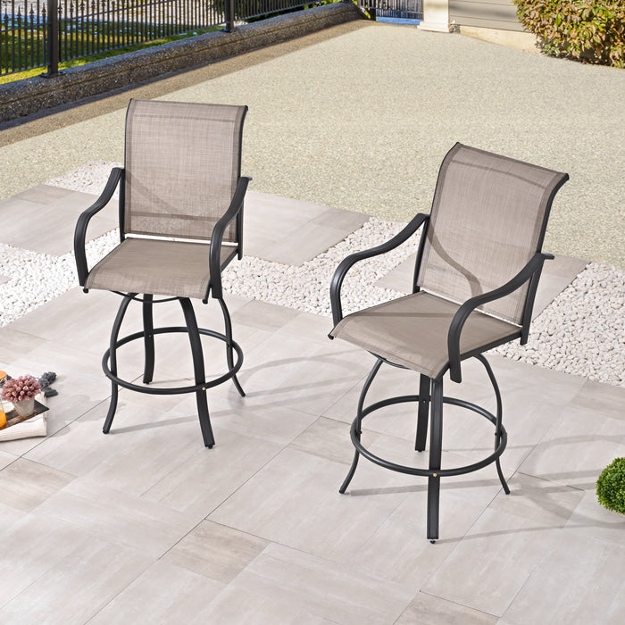 4-Piece 27.6" Bar Height Textilene Swivel Stool Armrests Dining Chairs for Outdoor Bistro Elegance