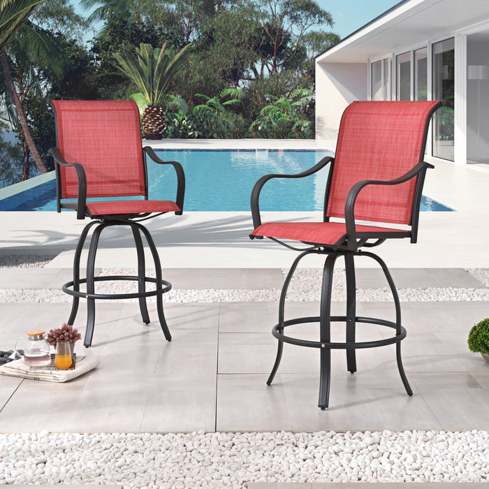 2-Pack 27.6" Bar Height Textilene Swivel Stool Armrests Dining Chairs for Outdoor Bistro Elegance