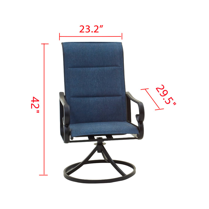 2-Pack Luxury Outdoor Swivel Armrest Dining Chairs Set with High Back Textilene Fabric (Blue)