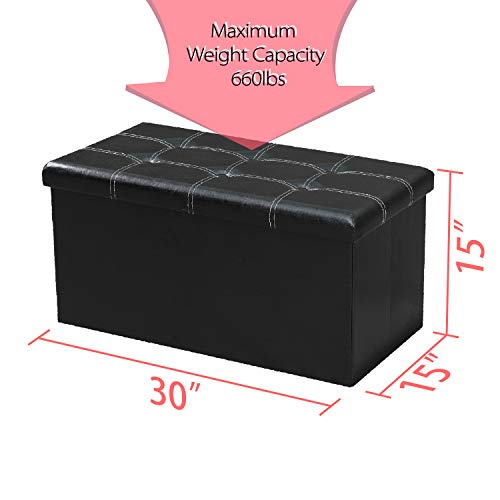 VACA KEY 15Inches Folding Storage Ottoman Footrest Stool Small Cube Coffee Table Chest Seating Storage Bench Linen 