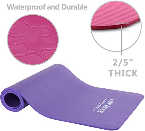 Sports Festival Non Slip Thick Yoga Mat Men Women Exercise Mat for Home Floor Gym of Workout with Carry Strap 72x24.4x2/5 Inches 