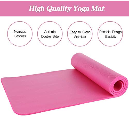 Sports Festival Non Slip Thick Yoga Mat Men Women Exercise Mat for Home Floor Gym of Workout with Carry Strap 72x24.4x2/5 Inches 