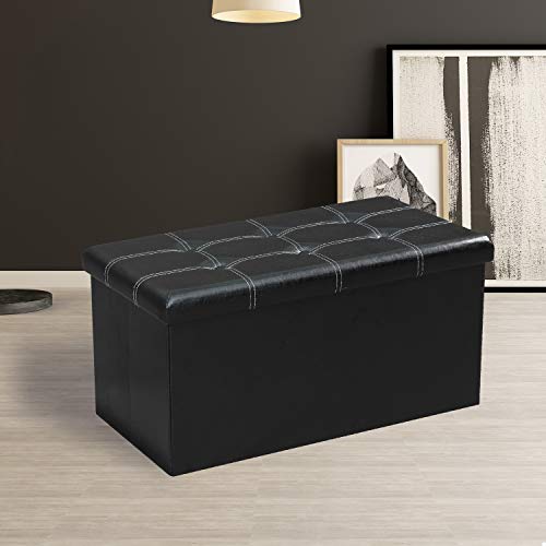 VACA KEY 15Inches Folding Storage Ottoman Footrest Stool Small Cube Coffee Table Chest Seating Storage Bench Linen 