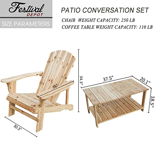 Deluxe 4 Piece Wooden Adirondack Conversation Set for Elegant Outdoor Living 