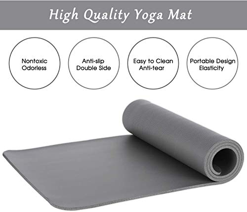 Sports Festival Non Slip Thick Yoga Mat Men Women Exercise Mat for Home Floor Gym of Workout with Carry Strap 72x24.4x2/5 Inches 