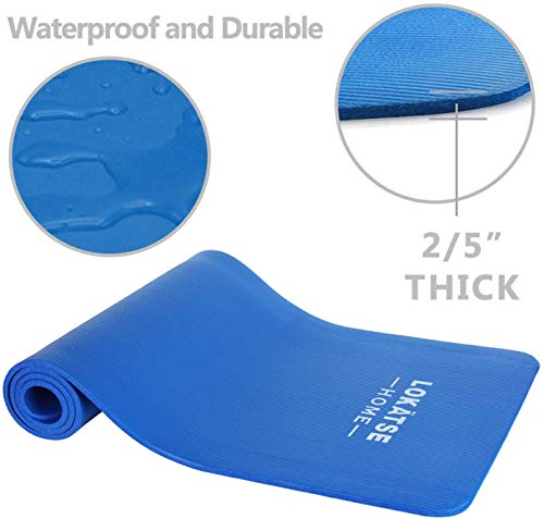 Sports Festival Non Slip Thick Yoga Mat Men Women Exercise Mat for Home Floor Gym of Workout with Carry Strap 72x24.4x2/5 Inches 