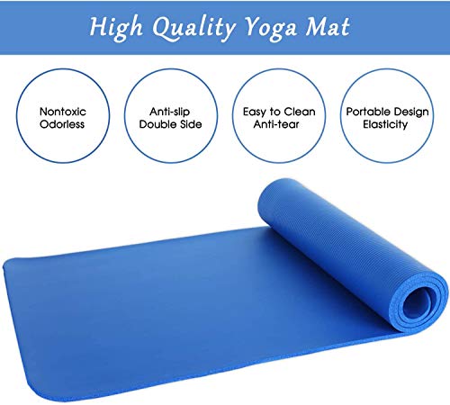 Sports Festival Non Slip Thick Yoga Mat Men Women Exercise Mat for Home Floor Gym of Workout with Carry Strap 72x24.4x2/5 Inches 