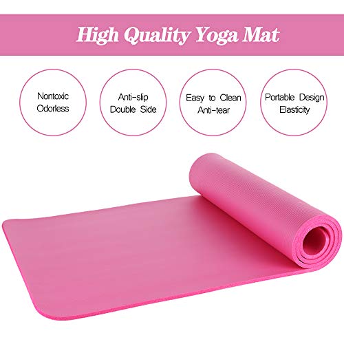 LOKATSE HOME Yoga Mat Thick,Non Slip Men Women Exercise Mat for Home Floor Gym of Workout with Carry Strap 72x24.4x2/5Inches 