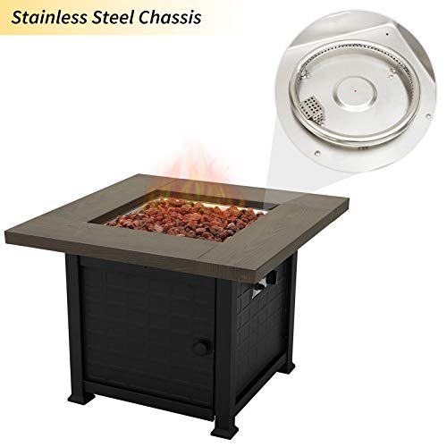 Festival Depot Outdoor Propane Fire Pit Table Gas Fire Auto-Ignition 50,000 BTU Fire Pit with Metal Top Cover Lava Rock for Patio Courtyard Balcony CSA Certification, Bronze