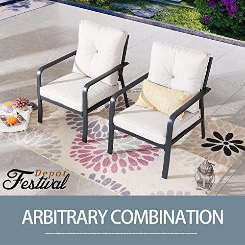 3-Piece Patio Bistro Sets Conversation with 2 Dining Armchairs and 1 Square Coffee Table