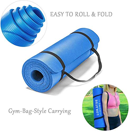 Sports Festival Non Slip Thick Yoga Mat Men Women Exercise Mat for Home Floor Gym of Workout with Carry Strap 72x24.4x2/5 Inches 