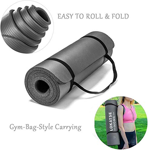 Sports Festival Non Slip Thick Yoga Mat Men Women Exercise Mat for Home Floor Gym of Workout with Carry Strap 72x24.4x2/5 Inches 