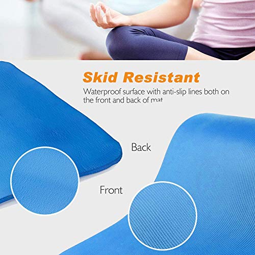 Sports Festival Non Slip Thick Yoga Mat Men Women Exercise Mat for Home Floor Gym of Workout with Carry Strap 72x24.4x2/5 Inches 