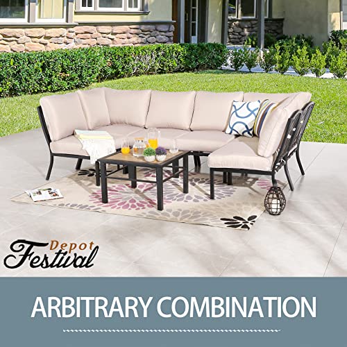 Sports Festival 1 Pcs Patio Side Table Outdoor Furniture with Metal Frame and Wooden Desktop Modern Coffee Square Table for Porch Garden Poolside Deck Lawn Balcony