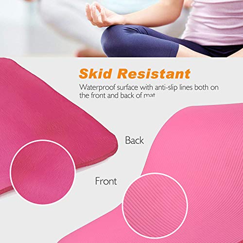 LOKATSE HOME Yoga Mat Thick,Non Slip Men Women Exercise Mat for Home Floor Gym of Workout with Carry Strap 72x24.4x2/5Inches 