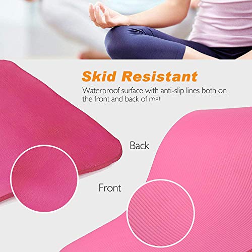 Sports Festival Non Slip Thick Yoga Mat Men Women Exercise Mat for Home Floor Gym of Workout with Carry Strap 72x24.4x2/5 Inches 