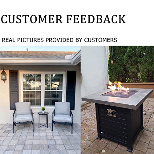 Festival Depot Patio Conversation Set Outdoor Furniture 50,000 BTU Propane Fire Pit Table Gas and Armrest Chair with Thick & Soft Cushions for Garden, Pool, Backyard