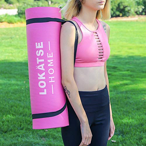 Sports Festival Non Slip Thick Yoga Mat Men Women Exercise Mat for Home Floor Gym of Workout with Carry Strap 72x24.4x2/5 Inches 