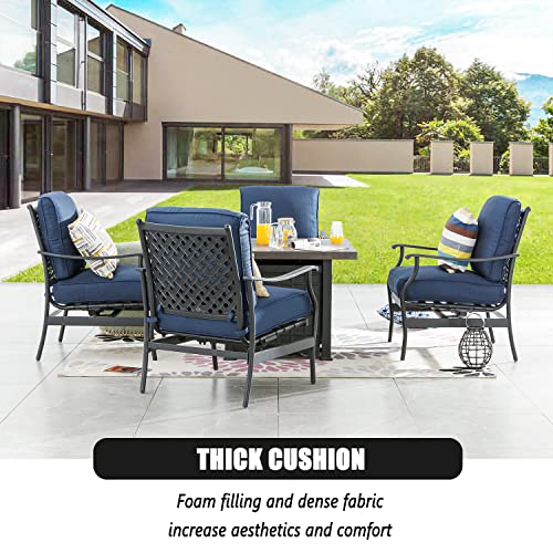 Festival Depot Patio Conversation Set Outdoor Furniture 50,000 BTU Propane Fire Pit Table Gas and Armrest Chair with Thick & Soft Cushions for Garden, Pool, Backyard