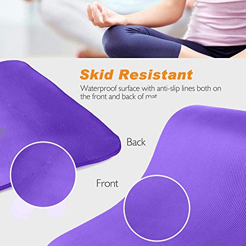 Sports Festival Non Slip Thick Yoga Mat Men Women Exercise Mat for Home Floor Gym of Workout with Carry Strap 72x24.4x2/5 Inches 